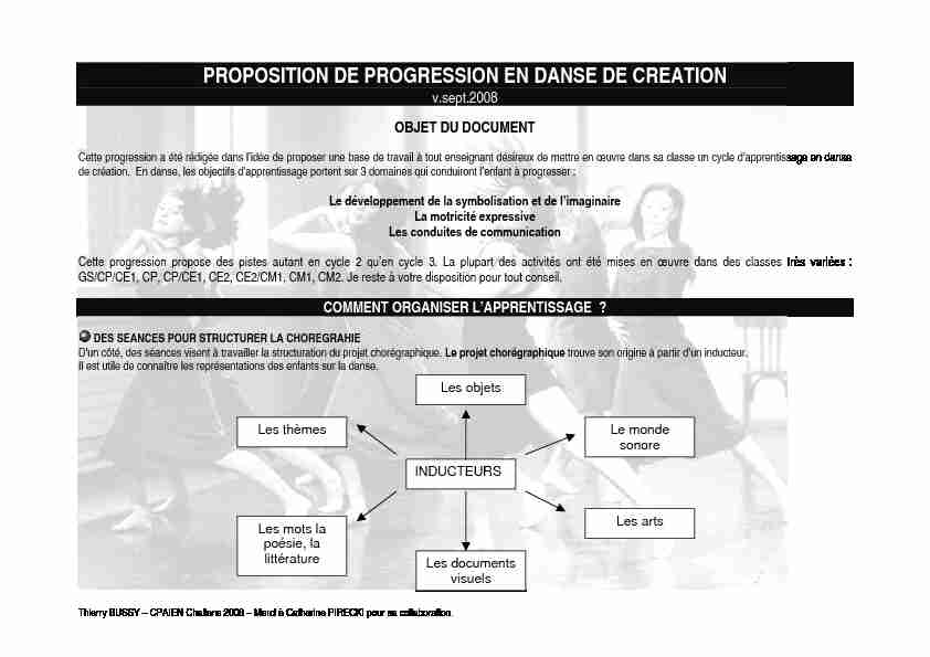 (Exemple de progression en danse de création - 2008)
