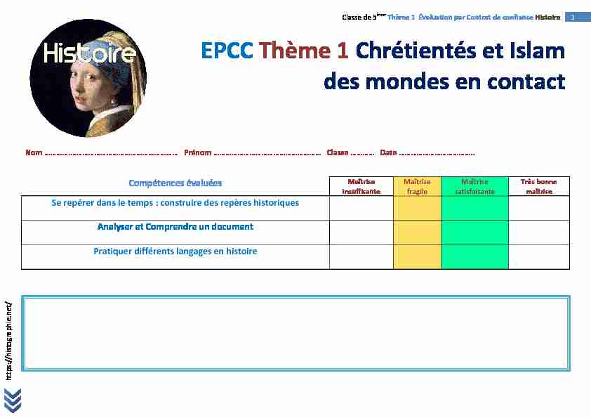 EPCC Thème 1 Chrétientés et Islam des mondes en contact