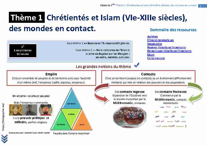 [PDF] Thème 1 Chrétientés et Islam (VIe-XIIIe siècles) - HISTOgraphie