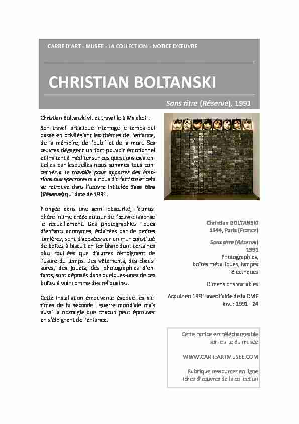CHRISTIAN BOLTANSKI