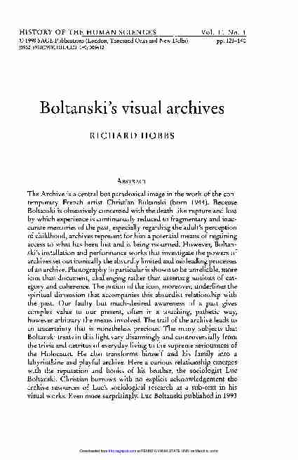 Boltanskis visual archives
