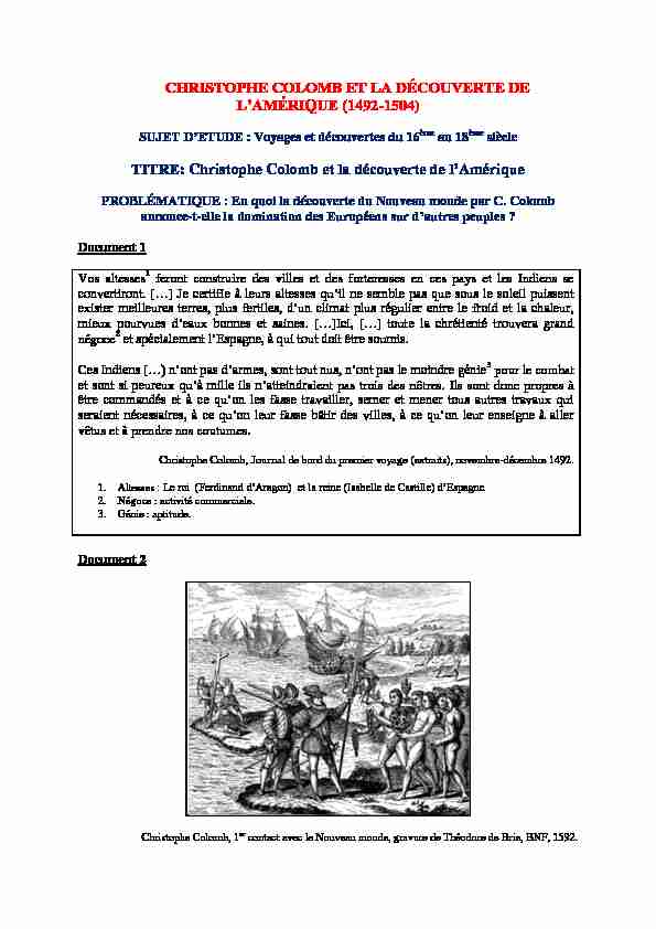 [PDF] Christophe Colomb et la découverte de lAmérique