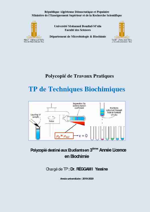 TP de Techniques Biochimiques