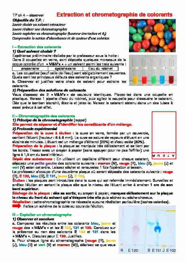 [PDF] Extraction et chromatographie de colorants - Première Scientifique