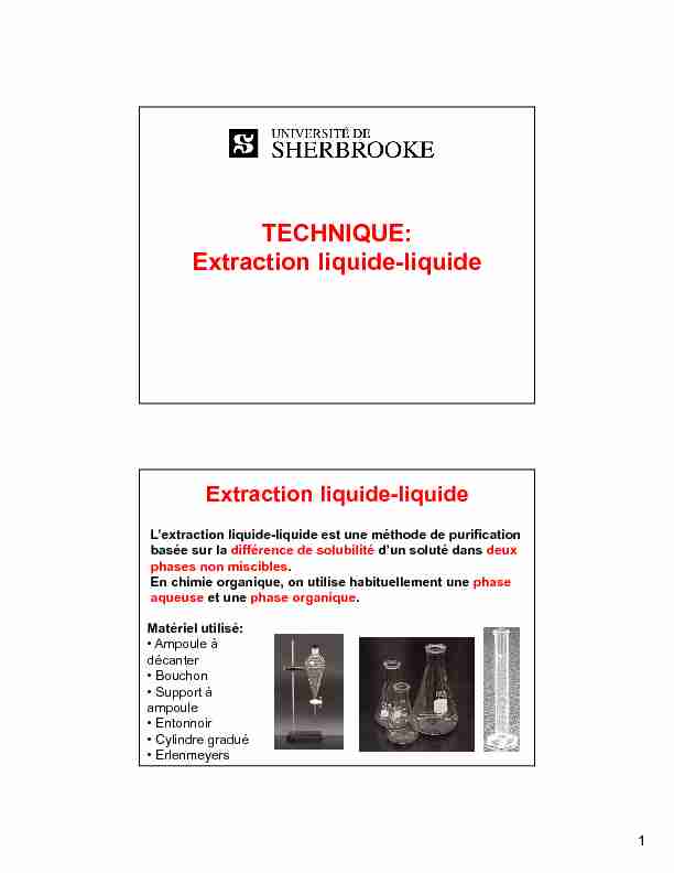TECHNIQUE: Extraction liquide-liquide