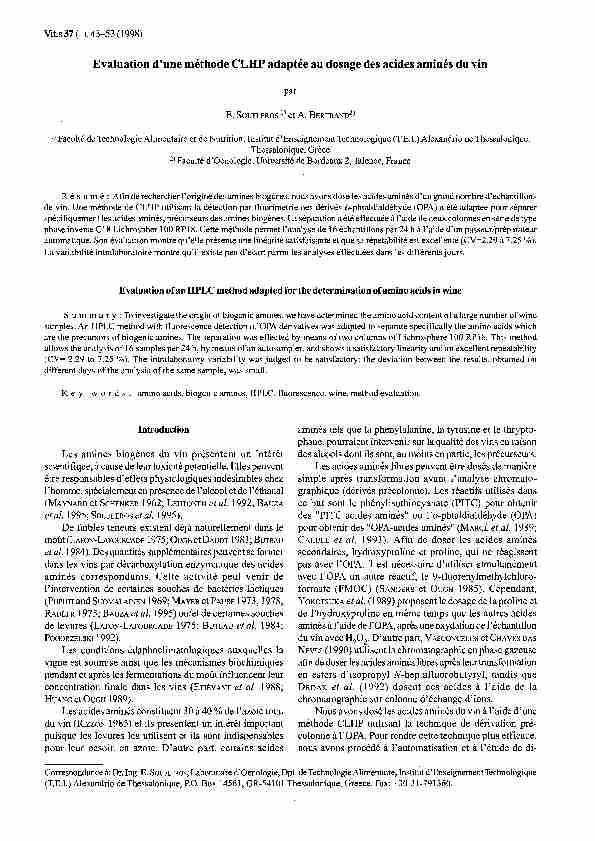 [PDF] Evaluation dune methode CLHP adaptee au dosage des acides