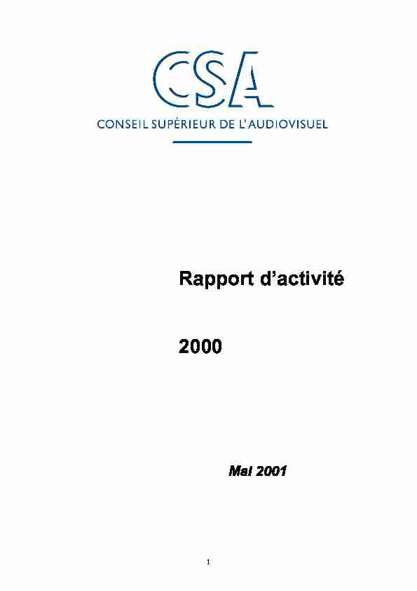 Rapport dactivité 2000