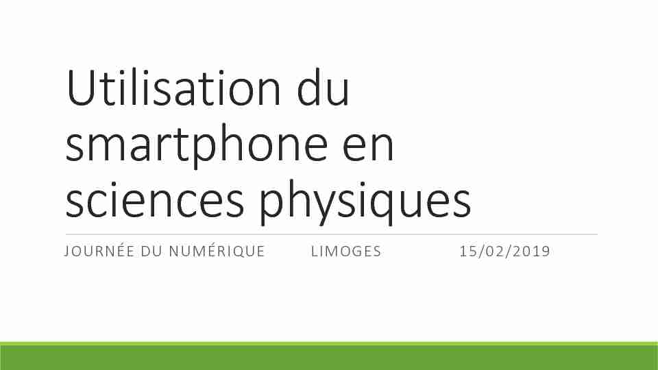 Utilisation du smartphone en sciences physiques