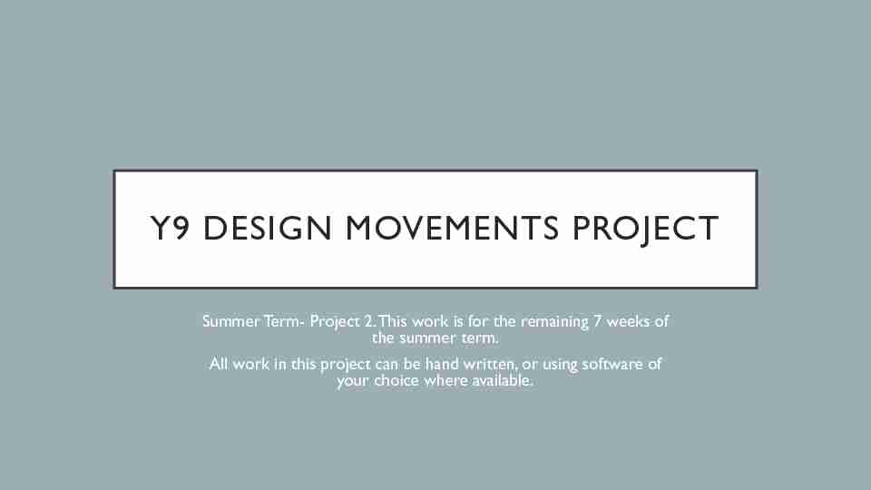 Y7 Design movements project