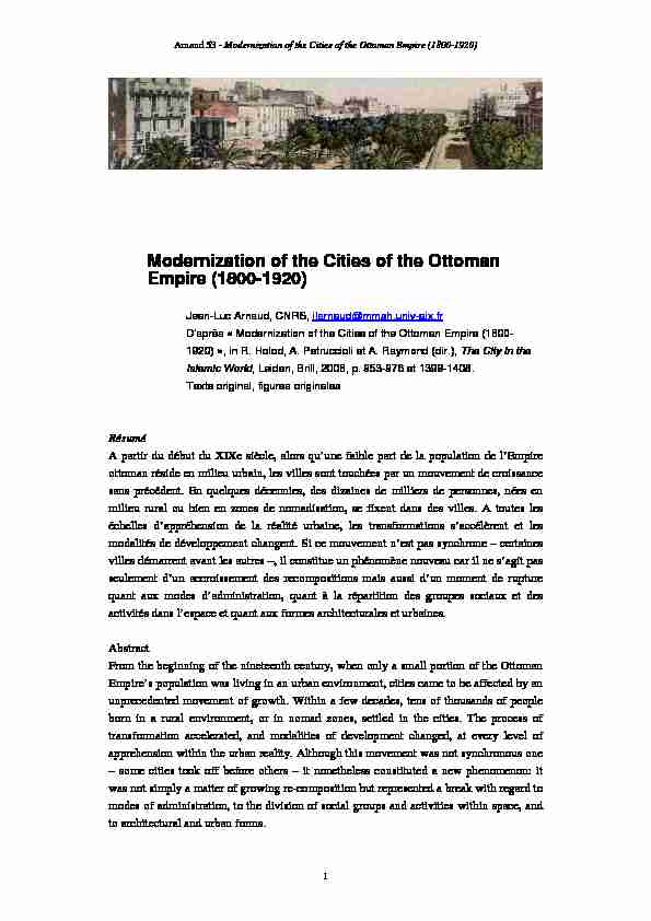 Modernization of the Cities of the Ottoman Empire (1800-1920)