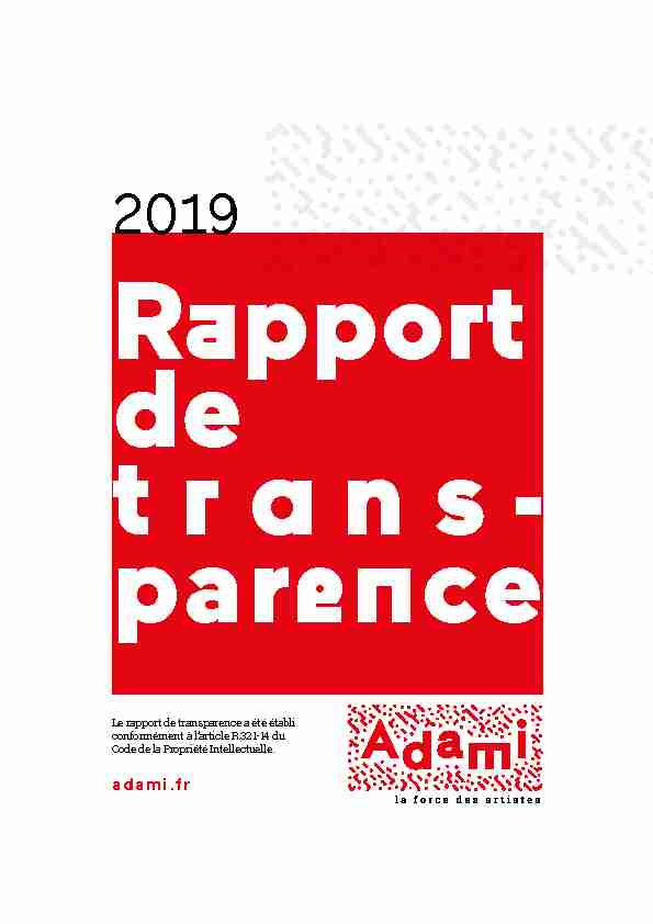 Adami - Rapport de transparence 2019