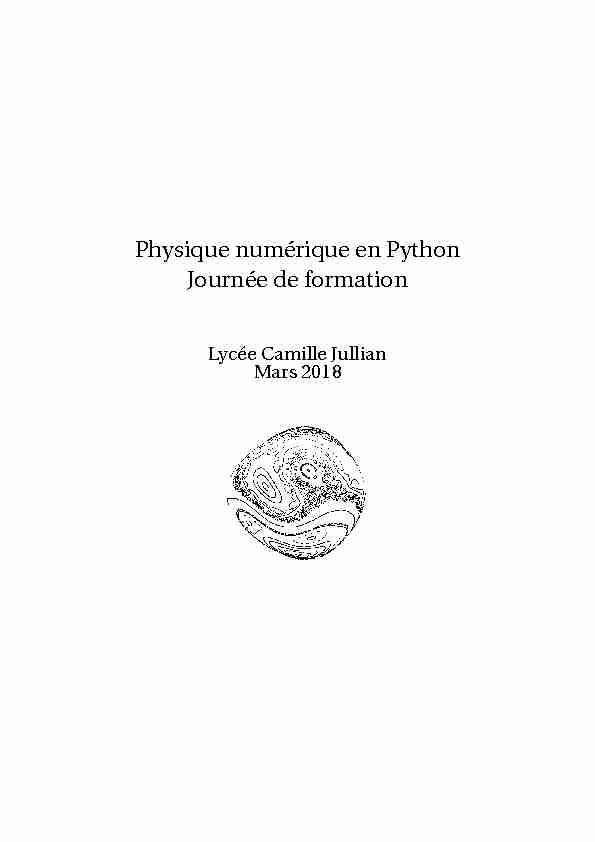 Physique numérique en Python Journée de formation