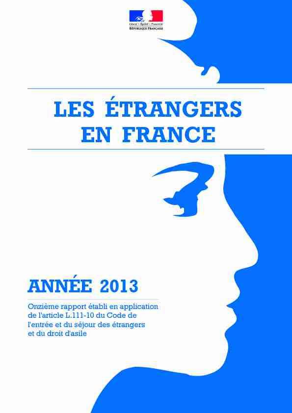 Les étrangers en France - Année 2013