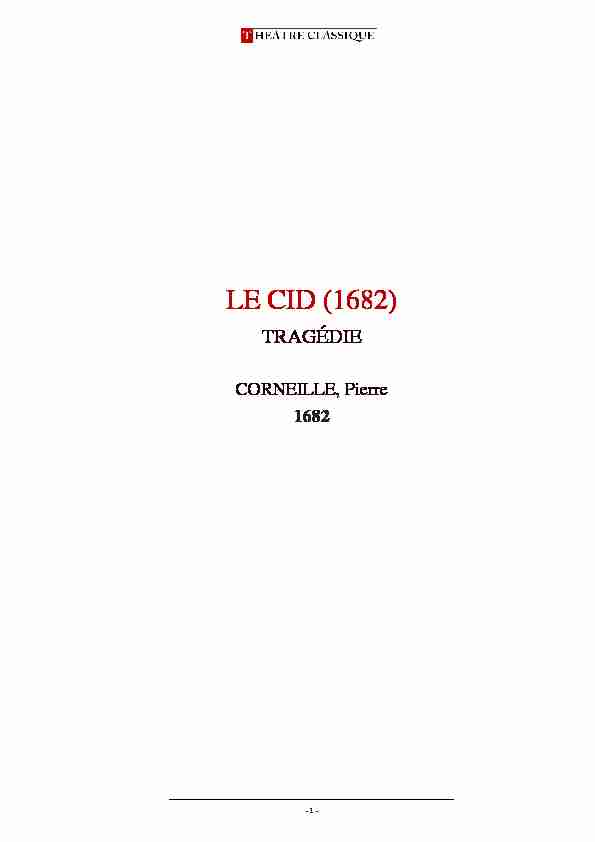 le cid (1682) - tragédie
