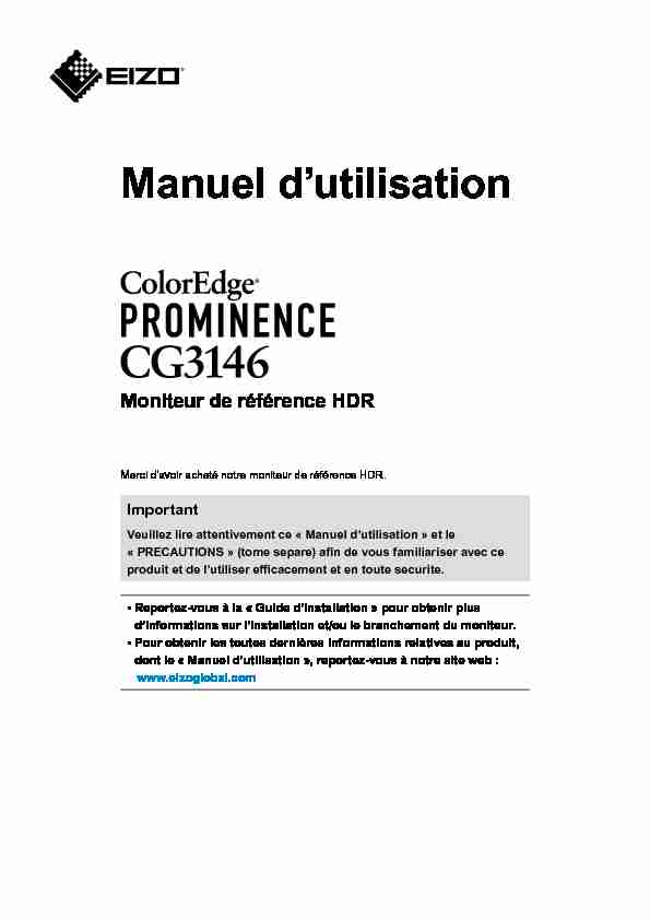 ColorEdge PROMINENCE CG3146 Manuel dutilisation