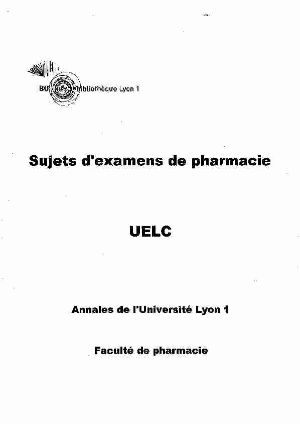 [PDF] Sujets dexamens de pharmacie