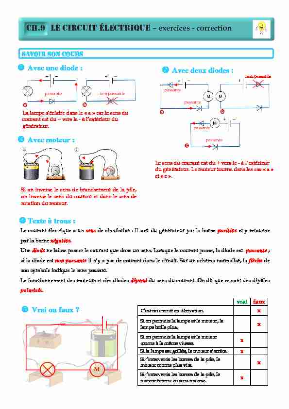 [PDF] CH9 LE CIRCUIT ÉLECTRIQUE – exercices - correction Avec moteur