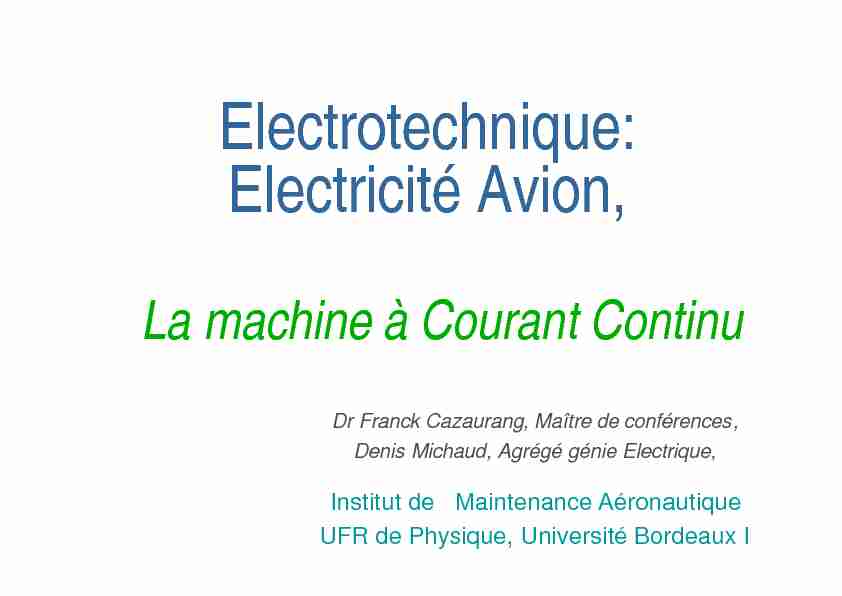 Electrotechnique: Electricité Avion