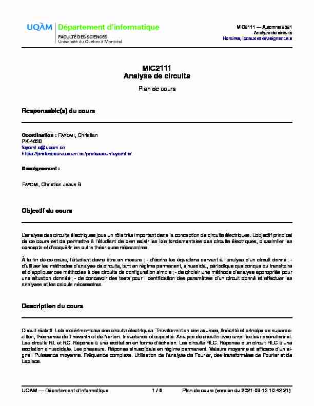 [PDF] MIC2111 - Analyse de circuits - Département dinformatique