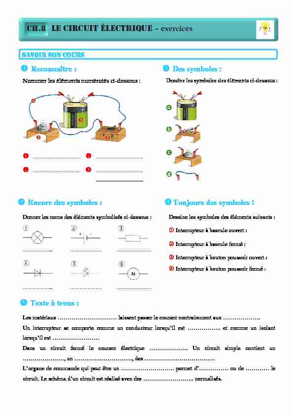 [PDF] CH8 LE CIRCUIT ÉLECTRIQUE – exercices