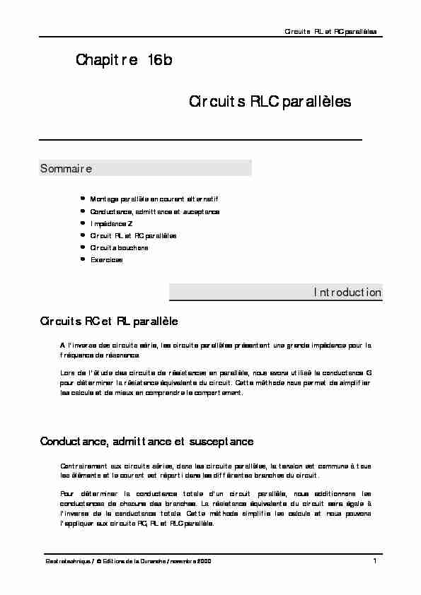 [PDF] Chapitre 16b Circuits RLC parallèles - Educypedia