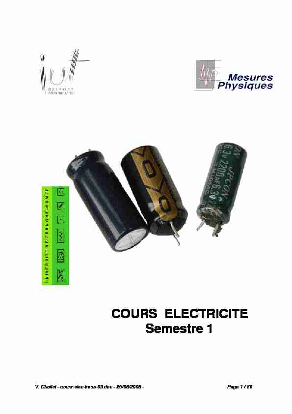 [PDF] COURS ELECTRICITE Semestre 1