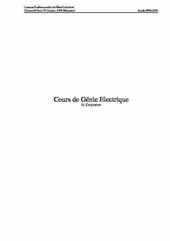 Cours de Génie Electrique - Gilles Chagnon