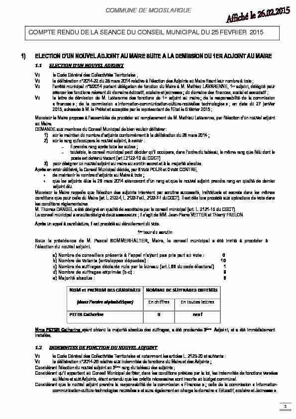 [PDF] 1) ELECTION DUN NOUVEL ADJOINT AU MAIRE  - Mooslargue