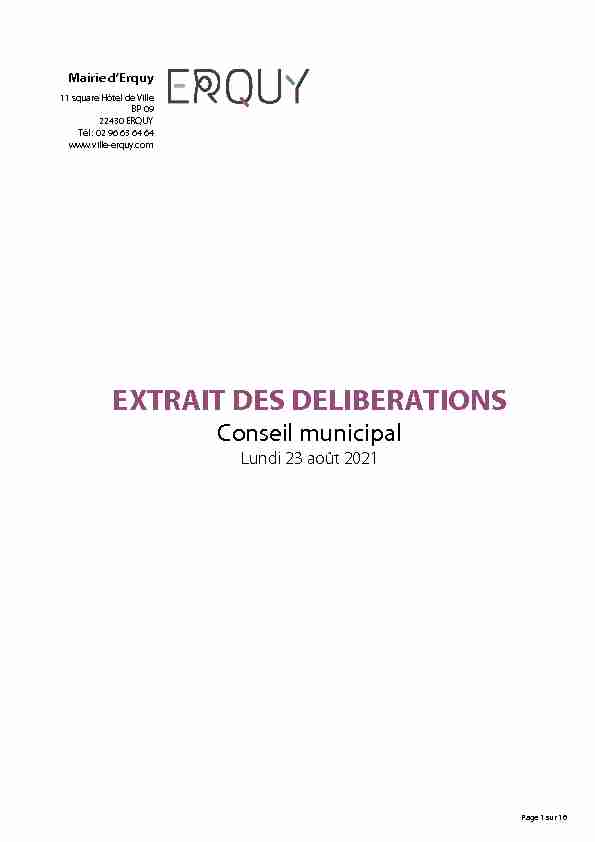 [PDF] EXTRAIT DES DELIBERATIONS  Ville Erquy
