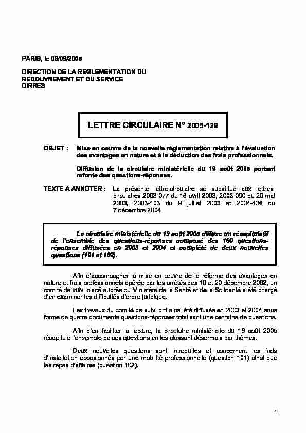[PDF] lettre circulaire n° 2005-129 - Urssaf
