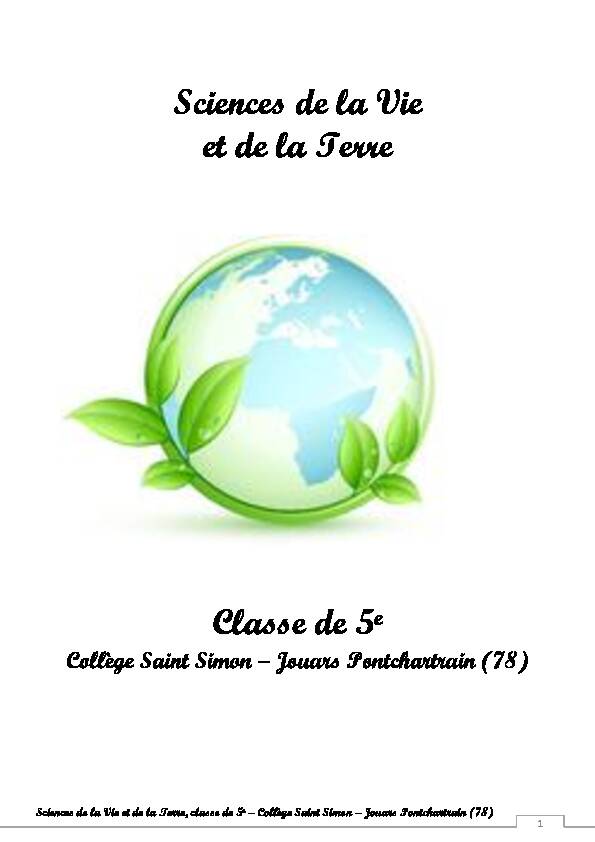 [PDF] Sciences de la Vie et de la Terre Classe de 5e - Collège Saint Simon
