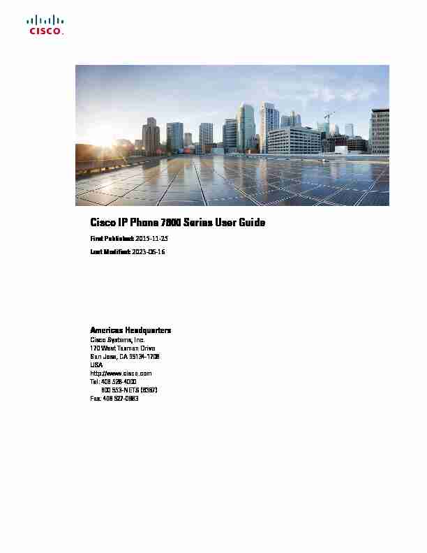 [PDF] Cisco IP Phone 7800 Series User Guide