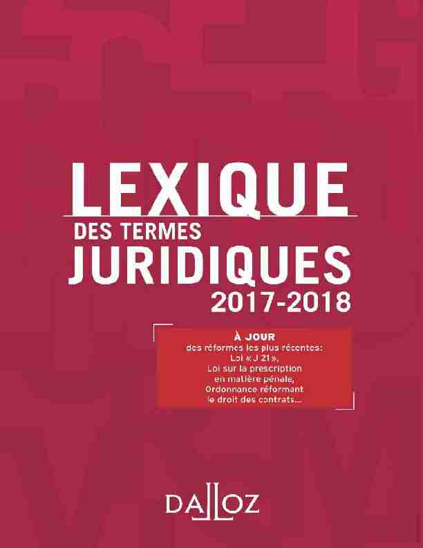 [PDF] Lexique des termes juridiques 2017-2018 - ACCUEIL