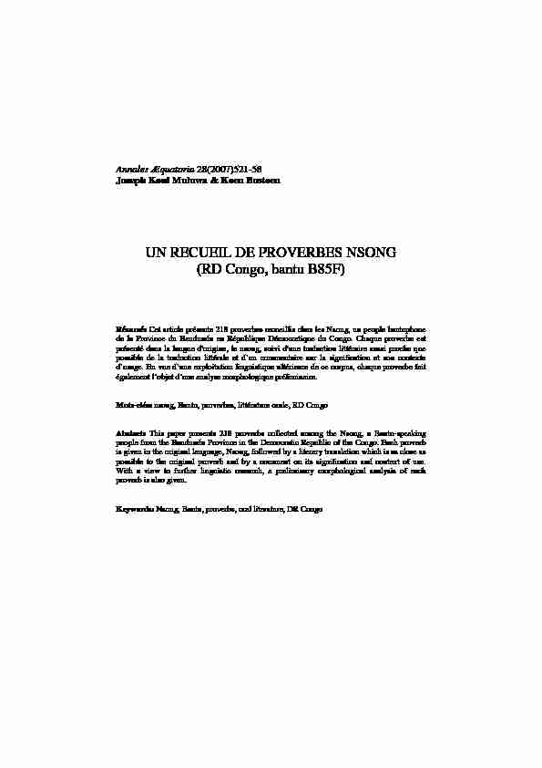 [PDF] UN RECUEIL DE PROVERBES NSONG (RD Congo bantu B85F)