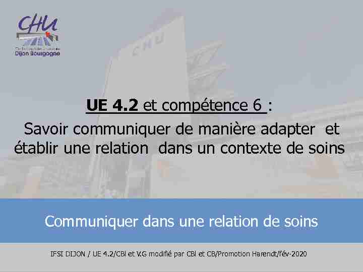 UE 4.2 et compétence 6 : Savoir communiquer de manière adapter