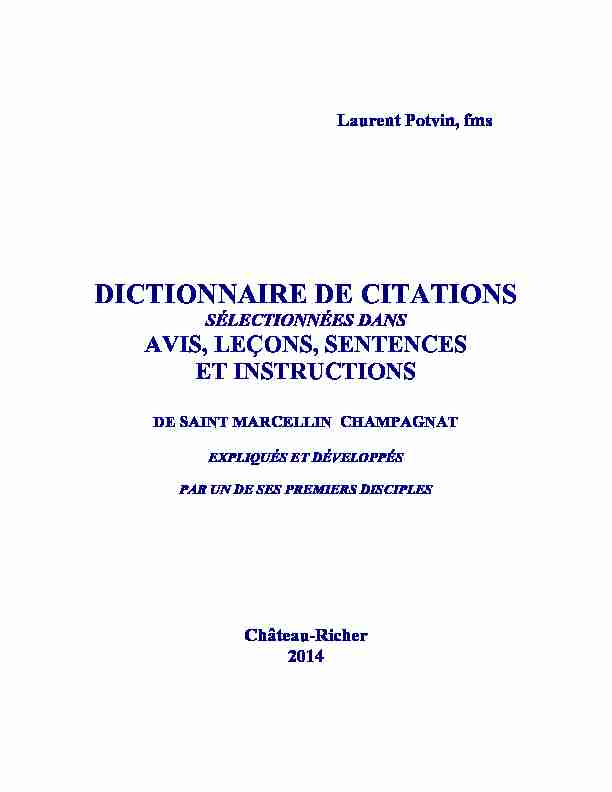 [PDF] DICTIONNAIRE DE CITATIONS - Champagnatorg