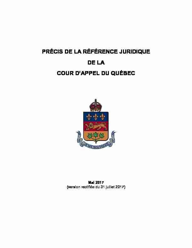 Précis de la référence juridique de la Cour dappel du Québec