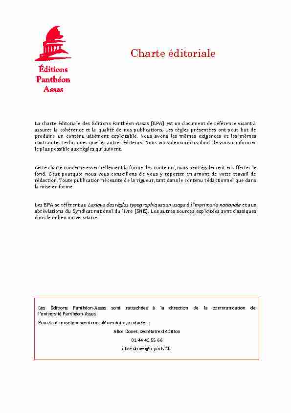 [PDF] Charte éditoriale - Université Panthéon-Assas