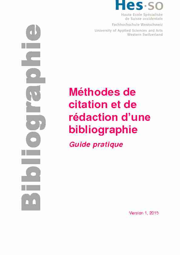 Rédaction dune bibliographie et méthodes de citation : guide pratique