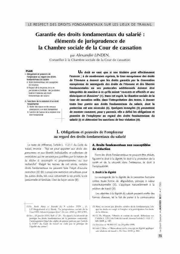 [PDF] Garantie des droits fondamentaux du salarié