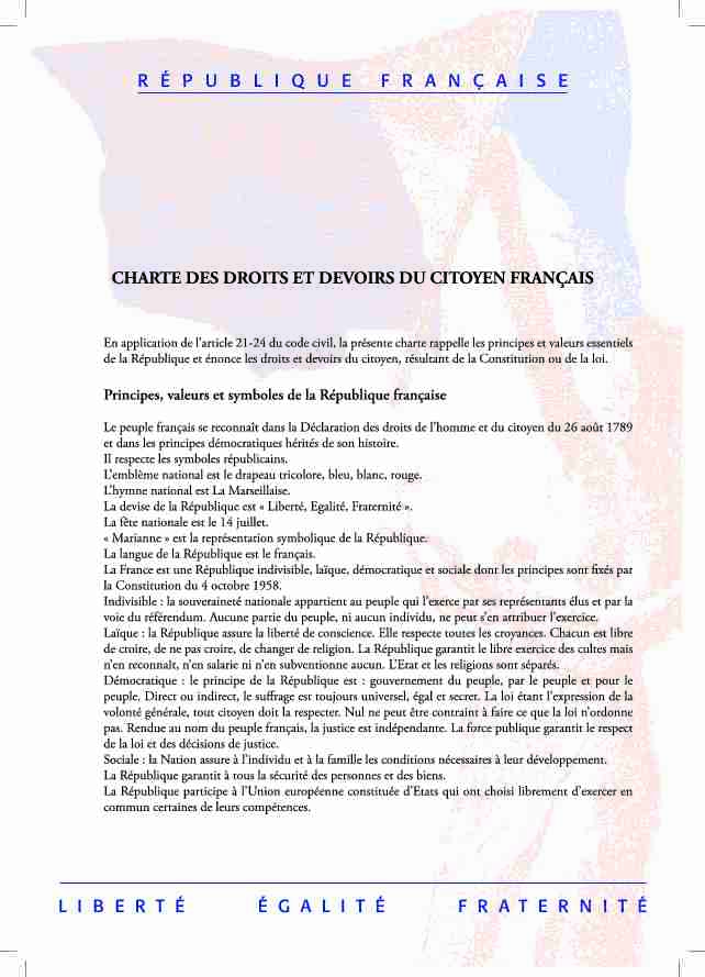 La charte des droits et devoirs du citoyen français