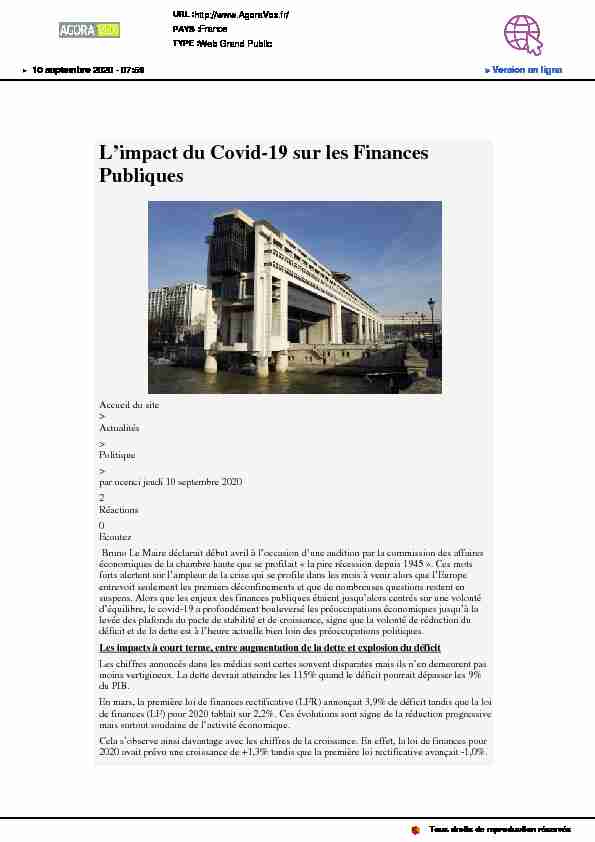 Limpact du Covid-19 sur les Finances Publiques