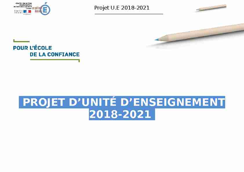 PROJET DUNITÉ DENSEIGNEMENT 2018-2021