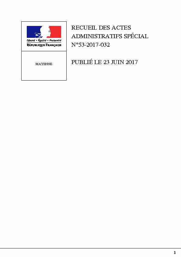 RECUEIL DES ACTES ADMINISTRATIFS SPÉCIAL N°53-2017-032