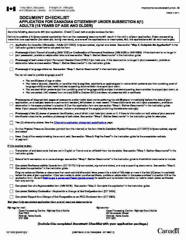 [PDF] CIT 0007 E : Document checklist - Application for Canadian
