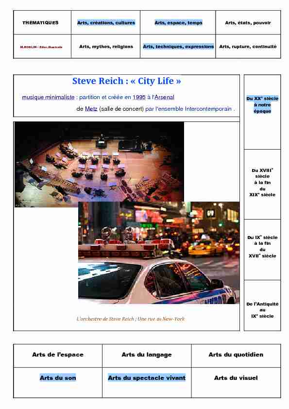 Steve Reich : « City Life »