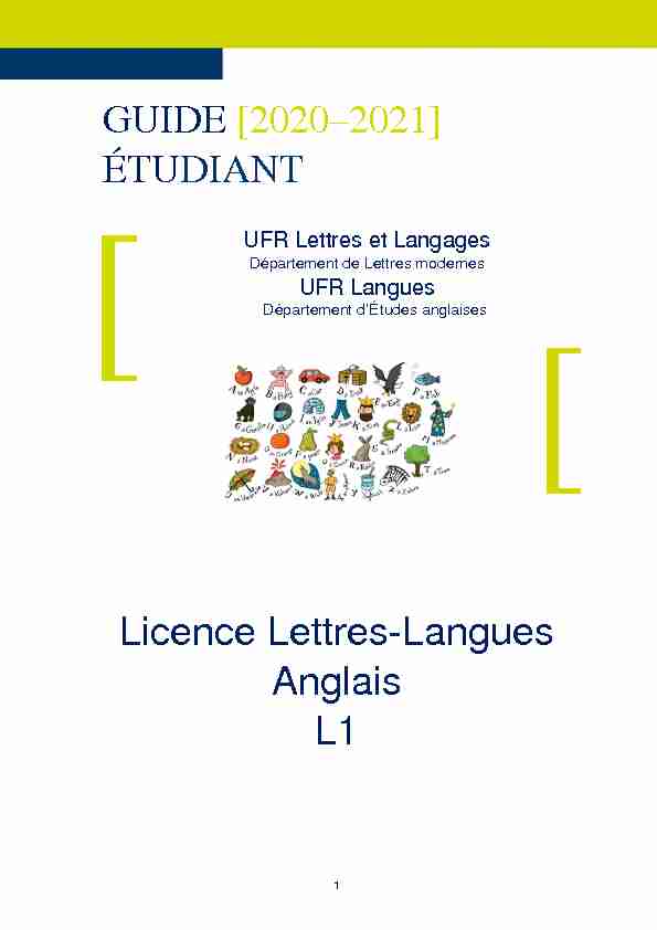 Licence Lettres-Langues Anglais L1 GUIDE [2020–2021] ÉTUDIANT
