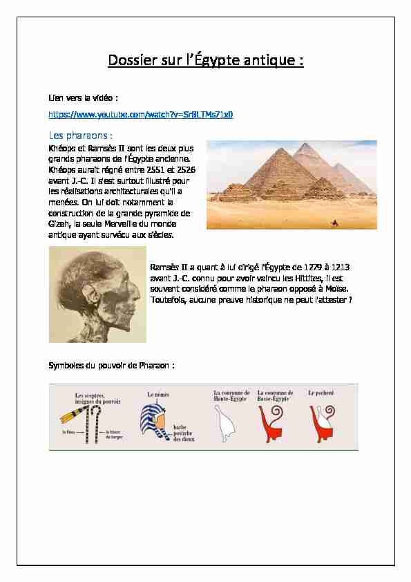 Dossier sur lÉgypte antique :