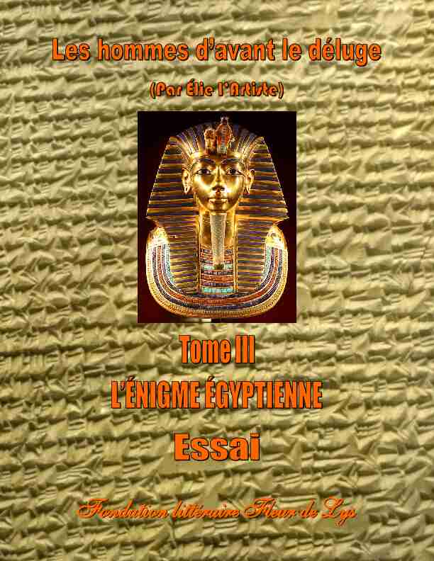 Les hommes davant le déluge - Tome III - Lénigme égyptienne