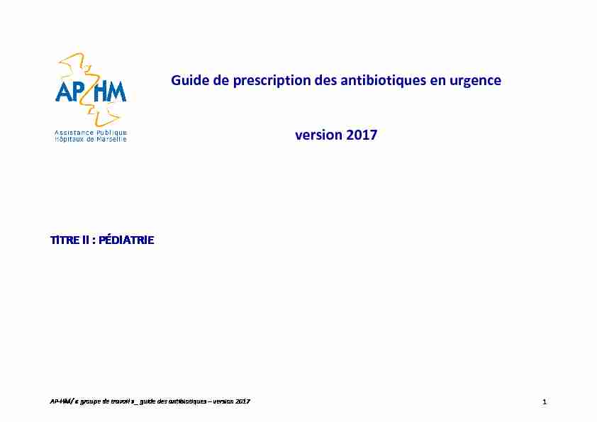 Guide de prescription des antibiotiques en urgence version 2017